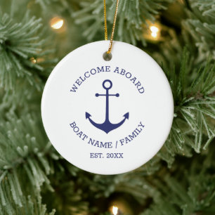 Willkommen Weißer nautischer Anker an Bord der Ma Keramik Ornament