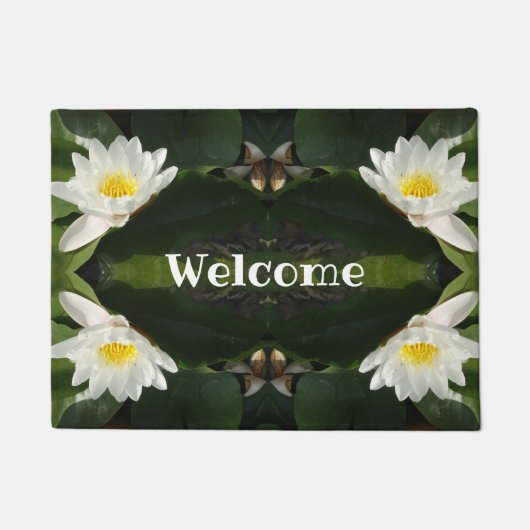 Willkommen, White Lotus Blume Türmatte (Vorderseite)