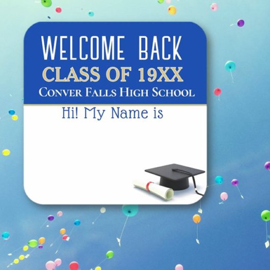 Willkommen! Wiedersehen-Tagaufkleber Quadratischer Aufkleber