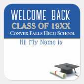 Willkommen! Wiedersehen-Tagaufkleber Quadratischer Aufkleber (Vorderseite)