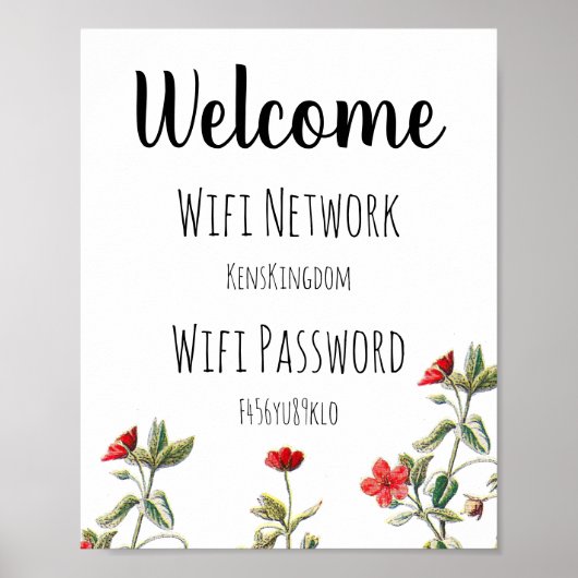 Willkommen Wifi Passwort Poster (Vorne)