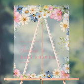 Willkommen! Wildblume, Babydusche Acrylschild (Neutral)