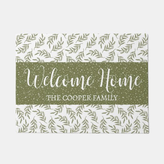 Willkommen Winter Cypress & Snowfall Muster Grün Fußmatte (Vorderseite)