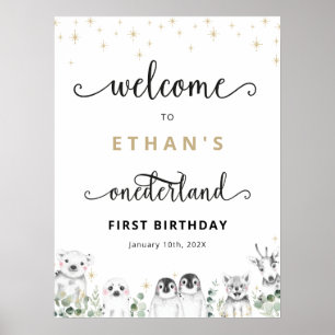 Willkommen Winter onderland Tiere Geburtstag Poster