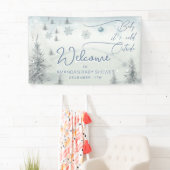 Willkommen Winter seine kalte Outdoor Babydusche Banner (Insitu)