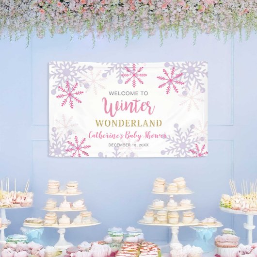 Willkommen Winter Wonderland Baby Showflakes Banner