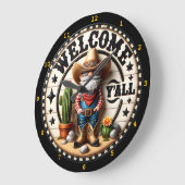Willkommen Y'all Cowboy Gnome Große Wanduhr (Winkel)