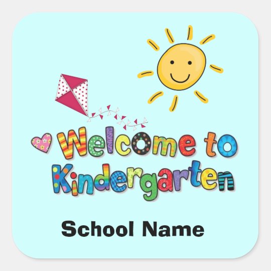 Willkommen Zu Den Kindergarten Aufklebern Quadratischer Aufkleber Zazzle De