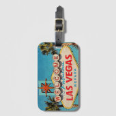 Willkommen zu fabelhaftem Retro Foto Las Vegas Gepäckanhänger (Vorderseite Vertikal)