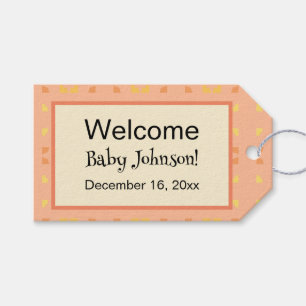 Willkommen zu Hause Baby Peach Gelbe geometrische Geschenkanhänger