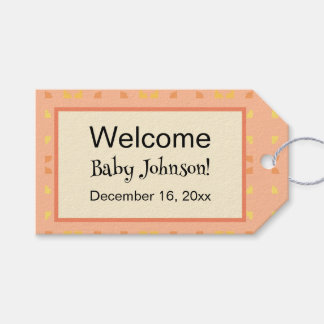Willkommen zu Hause Baby Peach Gelbe geometrische Geschenkanhänger