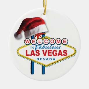 Willkommen zu Las- VegasWeihnachtsmannmütze Keramik Ornament