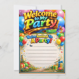 Willkommen zu meiner Party Kindergeburtstagseinlad Einladung
