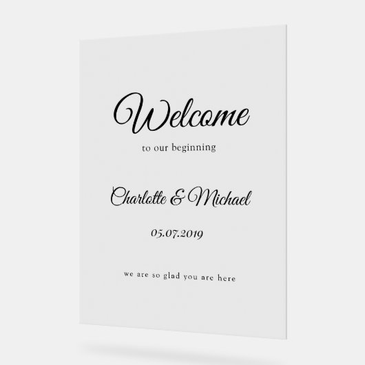 Willkommen zu unserem Anfang! Acrylschild (Winkel)