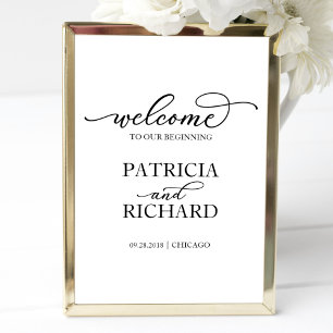 Willkommen zu unserem Anfang Chic-Schrift-Schild Poster