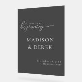 " WILLKOMMEN ZU UNSEREM ANFANG" Hochzeit Black Acrylschild (Winkel)