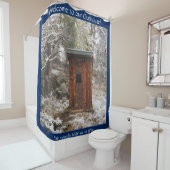 WILLKOMMEN ZU UNSEREM NEBENGEBÄUDE IM SCHNEE DUSCHVORHANG (Beispiel)