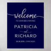 Willkommen zu unseren Anfängen | Navy Blue Silver Poster (Vorne)