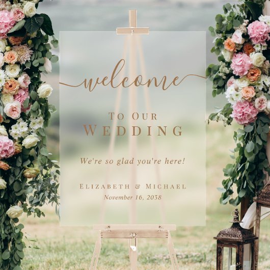 Willkommen Zu Unserer Hochzeit Frosted Acrylschild