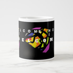 WILLKOMMEN ZUHAUSE ART PATTER AUF SCHWARZ Jumbo-Tasse