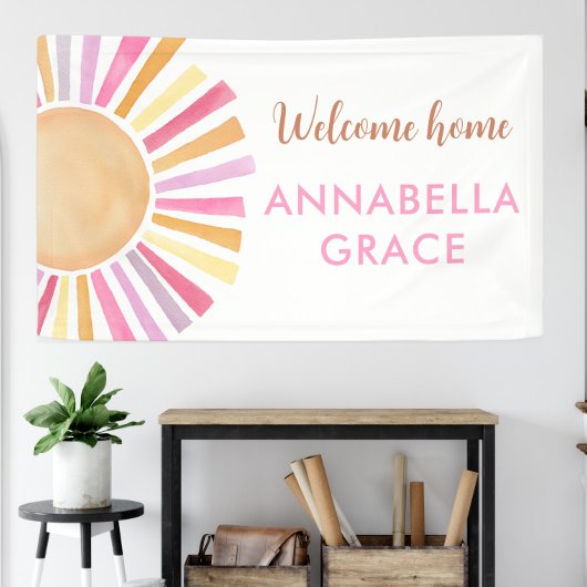 Willkommen Zuhause Baby Girl Sonnenschein Banner