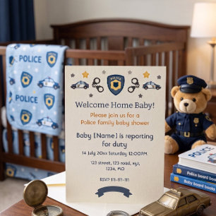Willkommen Zuhause Baby Polizei Familien Baby Show Einladung