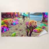 Willkommen Zuhause Beach Family Labrador Retriever Strandtuch (Vorderseite)