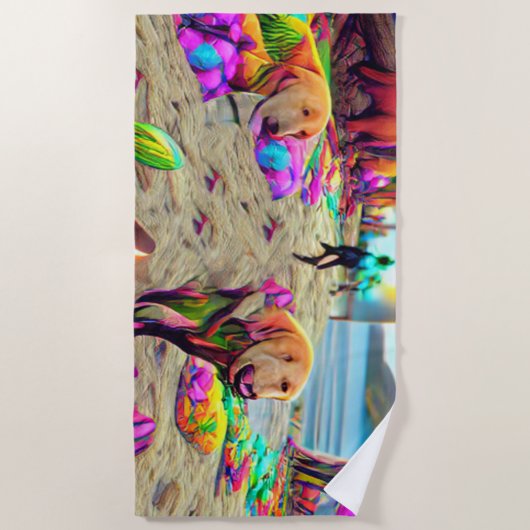 Willkommen Zuhause Beach Family Labrador Retriever Strandtuch (Vorderseite)