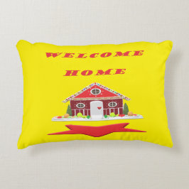 WILLKOMMEN ZUHAUSE DESIGN HELL ROT UND GLÜCKLICH DEKOKISSEN