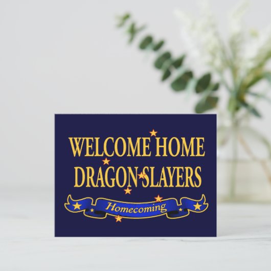 Willkommen Zuhause Dragon Slayers Postkarte (Stehend Vorderseite)