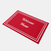 Willkommen Zuhause Einfache rot-weiße Eingangstür Fußmatte (Schrägansicht)