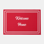 Willkommen Zuhause Einfache rot-weiße Eingangstür Fußmatte (Vorderseite)