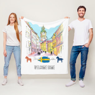 Willkommen Zuhause Fügen Sie Ihren Text Stockholm  Fleecedecke