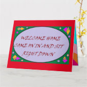 Willkommen Zuhause Gruß Kunstdesign rot lila Karte (Gelbe Blume)