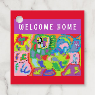 Willkommen Zuhause Gruß mit Kunstbild Geschenkanhänger