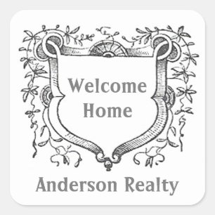Willkommen Zuhause House Käufer Realtor Vielen Dan Quadratischer Aufkleber