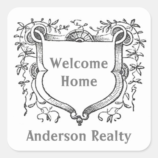 Willkommen Zuhause House Käufer Realtor Vielen Dan Quadratischer Aufkleber (Vorderseite)