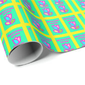 WILLKOMMEN ZUHAUSE LILA UND GELB-DESIGN GESCHENKPAPIER (Rolleneckpunkt)