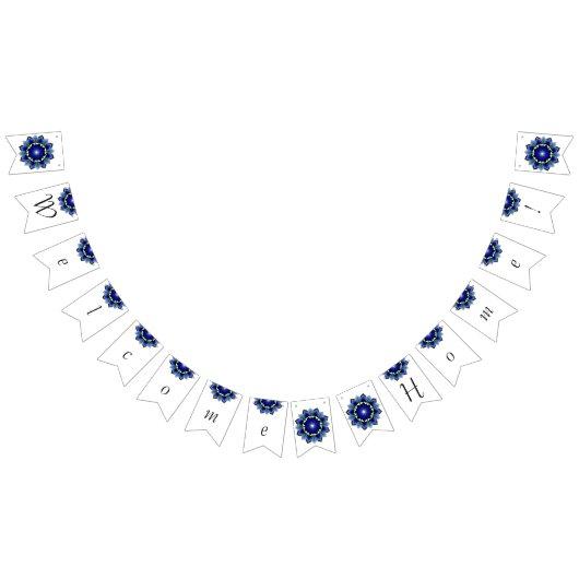 Willkommen Zuhause! Mandala in dunkelblau Wimpelkette (Alle)