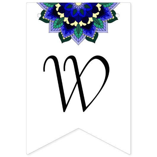 Willkommen Zuhause! Mandala in dunkelblau Wimpelkette (Zweite Fahne)