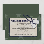 Willkommen Zuhause Military Grüne Sterne und Hunde Einladung (Vorne/Hinten)