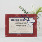 Willkommen Zuhause Military Rote Sterne und Hundet Einladung (Stehend Vorderseite)