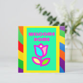 WILLKOMMEN ZUHAUSE MIT STREIFEN UND BLUME PATTER EINLADUNG (Stehend Vorderseite)