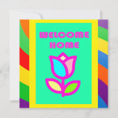 WILLKOMMEN ZUHAUSE MIT STREIFEN UND BLUME PATTER EINLADUNG (Vorderseite)