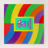 WILLKOMMEN ZUHAUSE MIT STREIFEN UND BLUME PATTER PUZZLE (Horizontal)