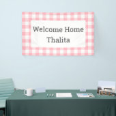 Willkommen Zuhause Name Rosa und Weiß Buffalo Karo Banner (Messeveranstaltung)