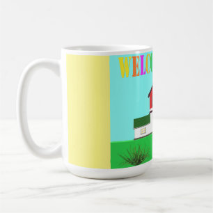 Willkommen Zuhause niedliche Hausbrüchig-Farben Kaffeetasse