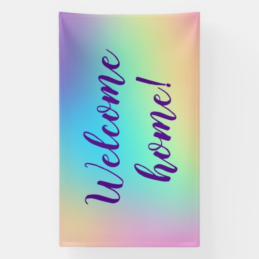 Willkommen Zuhause! Pastel Rainbow Banner (Vertikal)