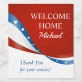 Willkommen Zuhause Personalisiert Rot Weiß und Bla Weinetikett (Einzelnes Label)