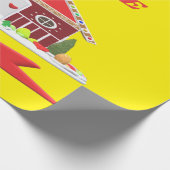 WILLKOMMEN ZUHAUSE RED UND CANARY YELLOW DESIGN GESCHENKPAPIER (Ecke)